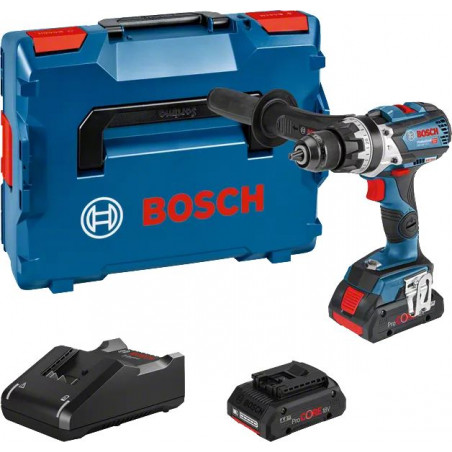 PERCEUSE-VISSEUSE À PERCUSSION 18V BOSCH GSB 18V-110 C - 2 BATTERIES PROCORE 4AH - CHARGEUR - COFFRET L-BOXX