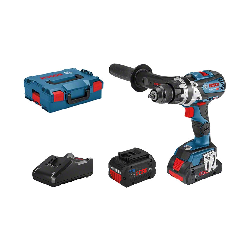 PERCEUSE-VISSEUSE À PERCUSSION 18V BOSCH GSB 18V-110C - 2 BATTERIES PROCORE 8AH - CHARGEUR DANS - COFFRET L-BOXX