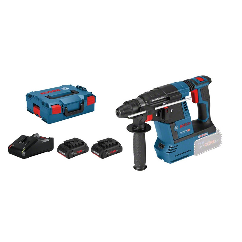 PERFORATEUR-BURINEUR SDS-PLUS 18V BOSCH GBH 18V-26 - 2 BATTERIES PROCORE 4AH - CHARGEUR - COFFRET L-BOXX