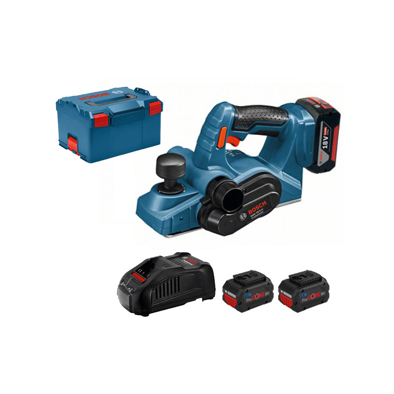 RABOT 18V BOSCH GHO 18 V-LI - 2 BATTERIES PROCORE 5,5AH - CHARGEUR - COFFRET L-BOXX
