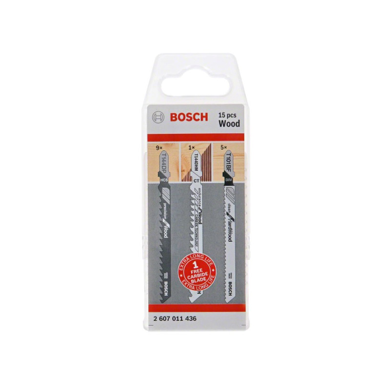 ENSEMBLE DE 15 LAMES DE SCIE SAUTEUSE BOSCH POUR BOIS - RÉF. 2607011436