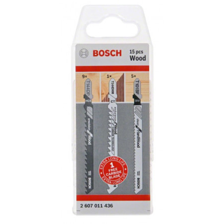 ENSEMBLE DE 15 LAMES DE SCIE SAUTEUSE BOSCH POUR BOIS - RÉF. 2607011436