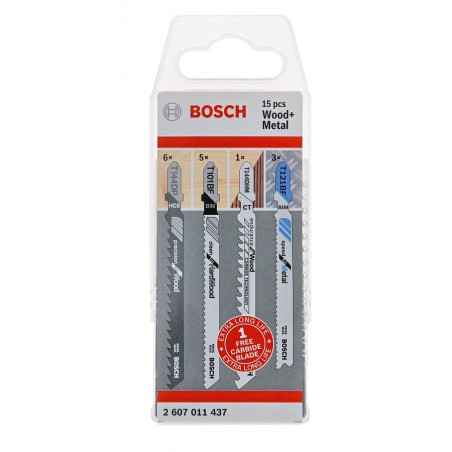 ENSEMBLE DE 15 LAMES DE SCIE SAUTEUSE BOSCH POUR BOIS ET MÉTAL