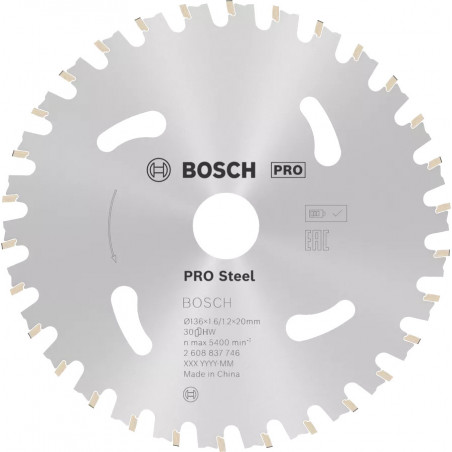 LAME DE SCIE CIRCULAIRE BOSCH 136X20X1,6 MM 30 DENTS POUR ACIER ET SCIES SANS FIL