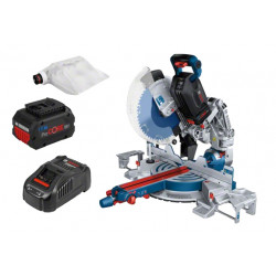 SCIE À ONGLETS RADIALE BITURBO 18V BOSCH GCM 18V-305 GDC - 2 BATTERIES PROCORE 5,5AH - CHARGEUR
