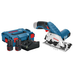SCIE CIRCULAIRE 12V BOSCH GKS 12V-26 - 2 BATTERIES 3AH - CHARGEUR - COFFRET L-BOXX