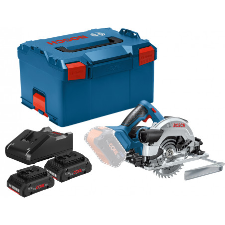 SCIE CIRCULAIRE 18V BOSCH GKS 18V-57 G - 2 BATTERIES PROCORE 4AH - CHARGEUR GAL 18V-40 - COFFRET L-BOXX