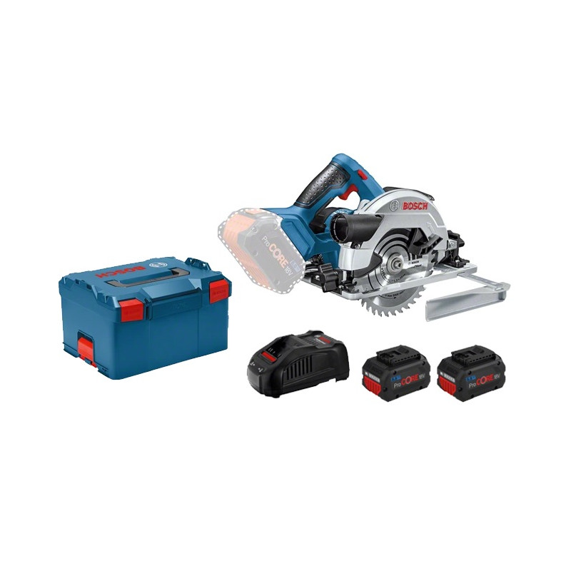 SCIE CIRCULAIRE 18V BOSCH GKS 18V-57 G - 2 BATTERIES PROCORE 5,5AH - CHARGEUR - COFFRET L-BOXX