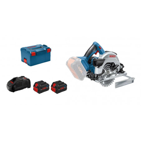 SCIE CIRCULAIRE 18V BOSCH GKS 18V-57 G - 2 BATTERIES PROCORE 8 AH - CHARGEUR - COFFRET L-BOXX