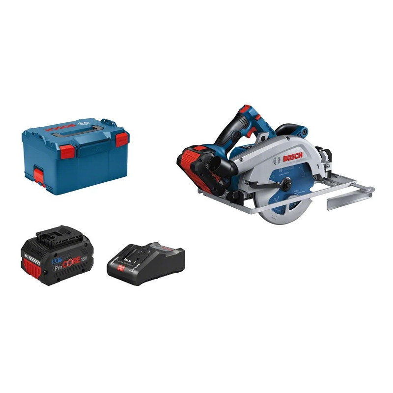 SCIE CIRCULAIRE 18V BOSCH GKS 18V-68 GC - 2 BATTERIES 8 AH PROCORE - CHARGEUR - COFFRET L-BOXX
