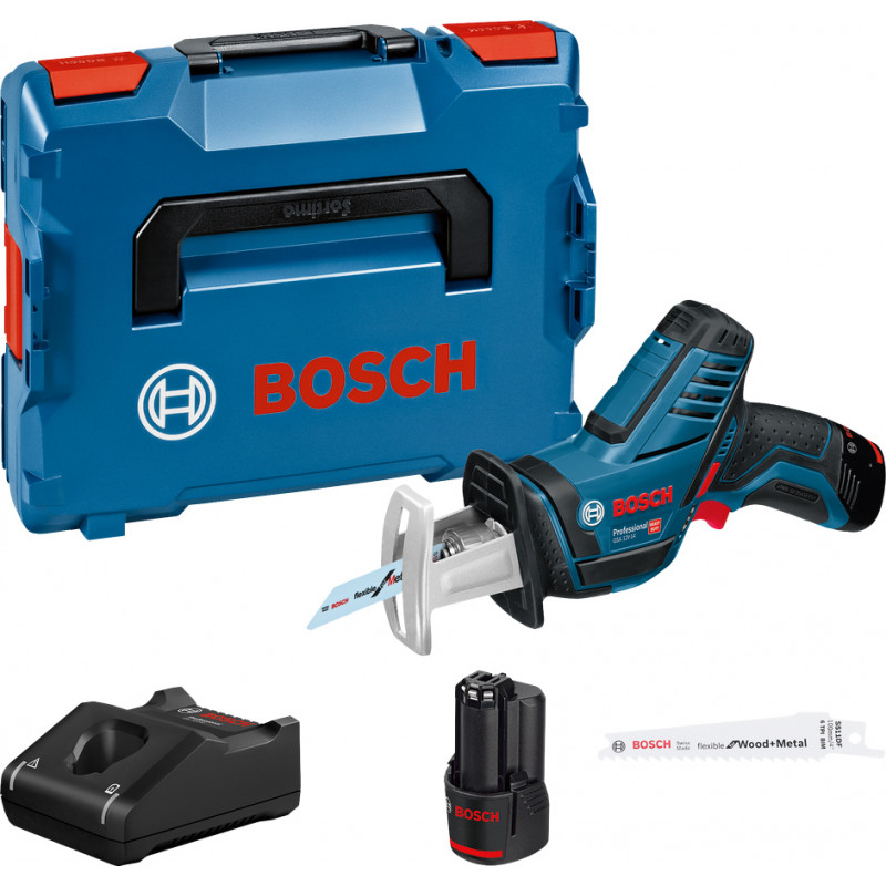 SCIE SABRE 12V BOSCH GSA 12V-14 - 2 BATTERIES 2AH - CHARGEUR - COFFRET L-BOXX