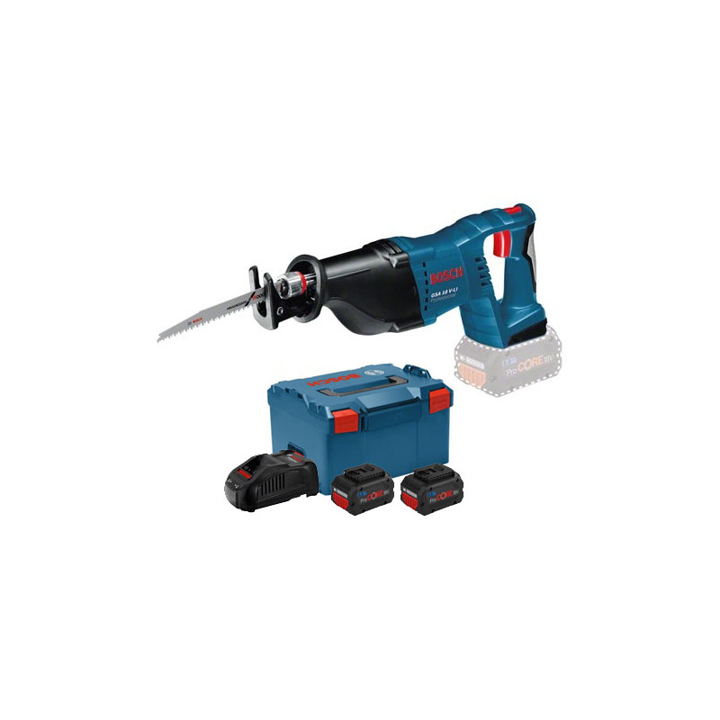 SCIE SABRE 18V BOSCH GSA 18V-LI - 2 BATTERIES PROCORE 5,5AH - CHARGEUR - COFFRET L-BOXX