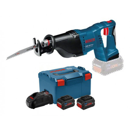 SCIE SABRE 18V BOSCH GSA 18V-LI - 2 BATTERIES PROCORE 5,5AH - CHARGEUR - COFFRET L-BOXX