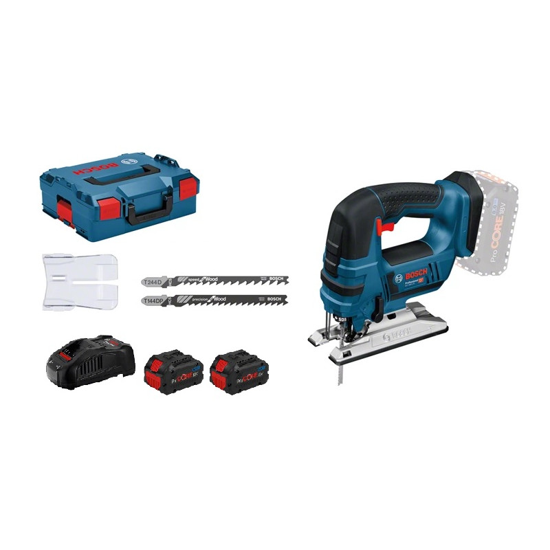 SCIE SAUTEUSE 18V BOSCH GST 18 V-LI B - 2 BATTERIES PROCORE 8AH - CHARGEUR - COFFRET L-BOXX