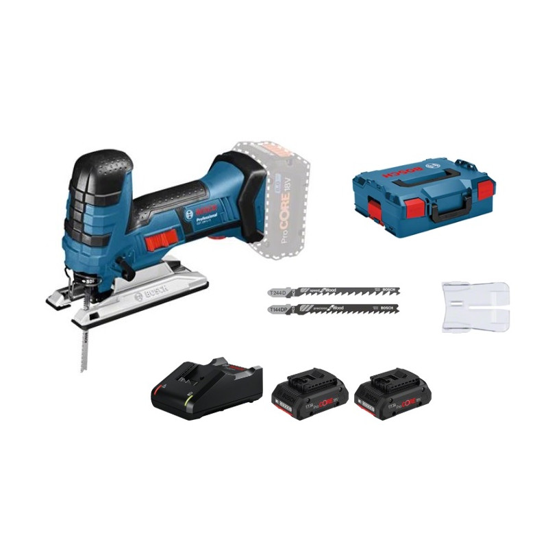 SCIE SAUTEUSE 18V BOSCH GST 18 V-LI S - 2 BATTERIES PROCORE 4AH - CHARGEUR - COFFRET L-BOXX