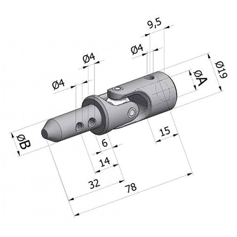 GENOUILLÈRE CHERUBINI Ø17 MM, PIVOT 9,9 MM, FINITION NICKELÉE