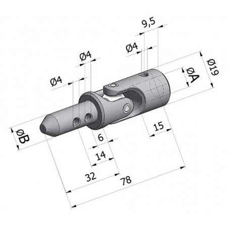 GENOUILLÈRE CHERUBINI Ø17 MM, PIVOT 9,9 MM, FINITION NICKELÉE