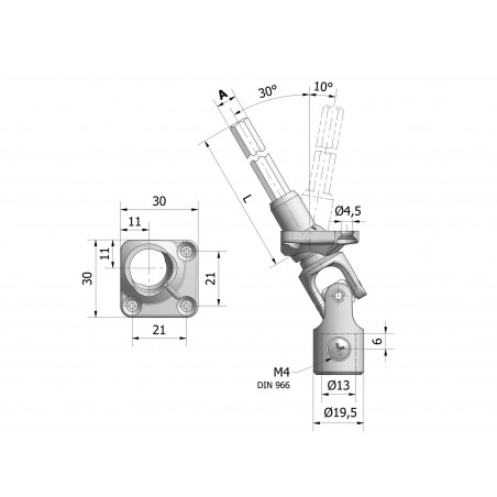 SORTIE DE CAISSON 30° AVEC PLATINE EN NYLON BLANC 30X30