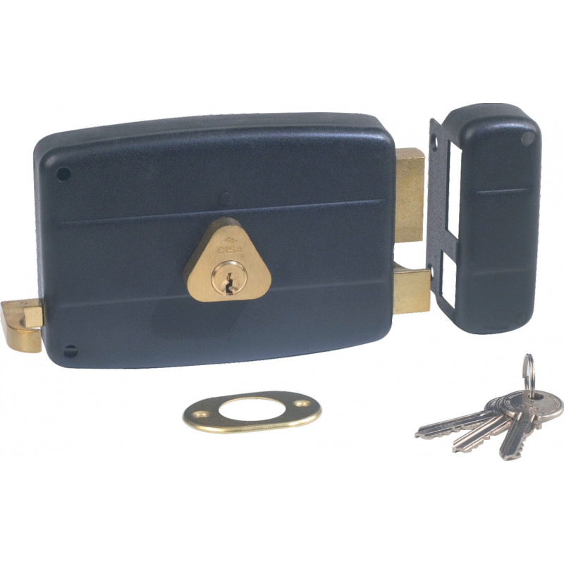 SERRURE EN APPLIQUE MONOPOINT HORIZONTALE À TIRAGE NOIR CISA