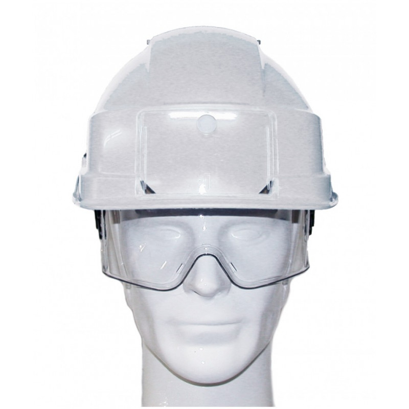 CASQUE DE CHANTIER IRIS 2 BLANC AVEC LUNETTE MASQUE - AUBOUEIX - 0271C
