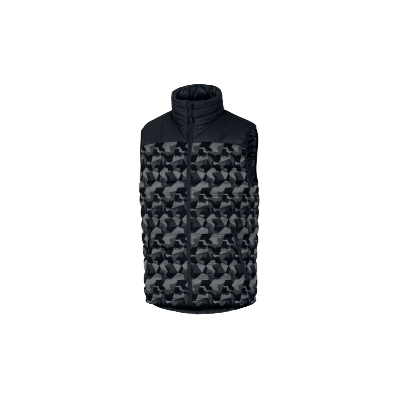 GILET DOUDOUNE POLYAMIDE RIPSTOP ENDUIT PU NOIR-CAMOUFLAGE