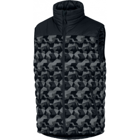 GILET DOUDOUNE POLYAMIDE RIPSTOP ENDUIT PU NOIR-CAMOUFLAGE