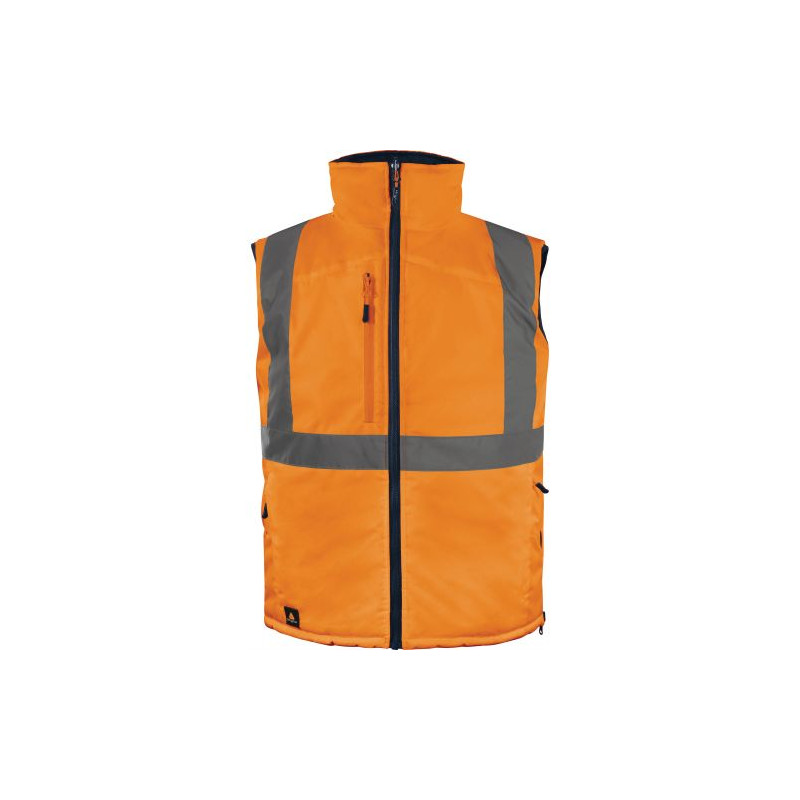 GILET SANS MANCHE RÉVERSIBLE HV ORANGE/BLEU MARINE