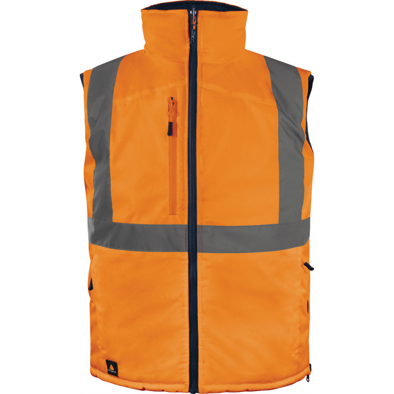 GILET SANS MANCHE RÉVERSIBLE HV ORANGE/BLEU MARINE