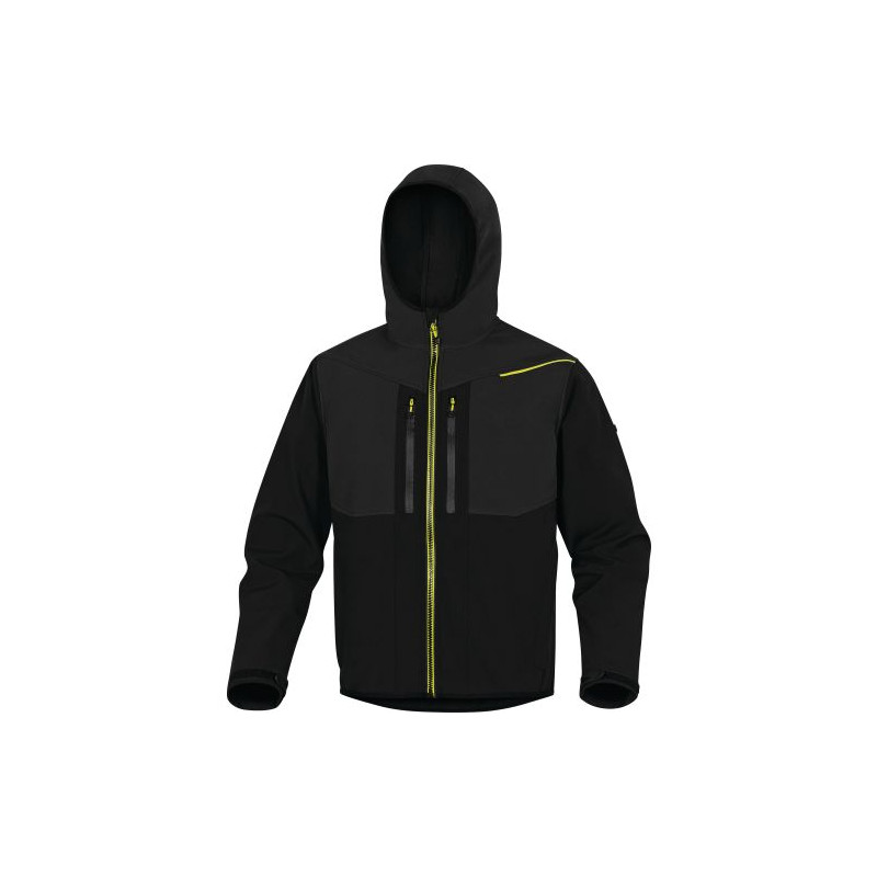 VESTE SOFTSHELL 3 COUCHES NOIR/JAUNE