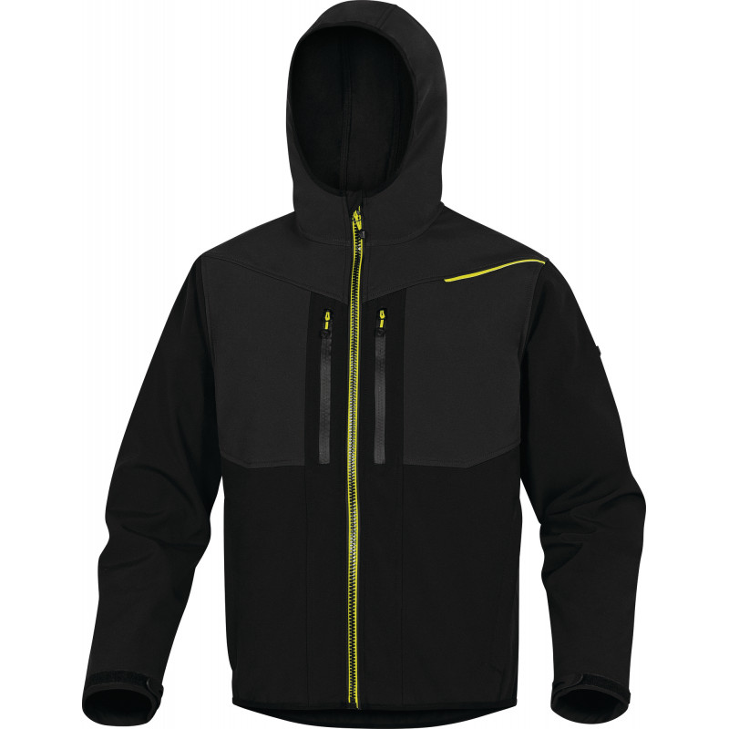 VESTE SOFTSHELL 3 COUCHES NOIR/JAUNE