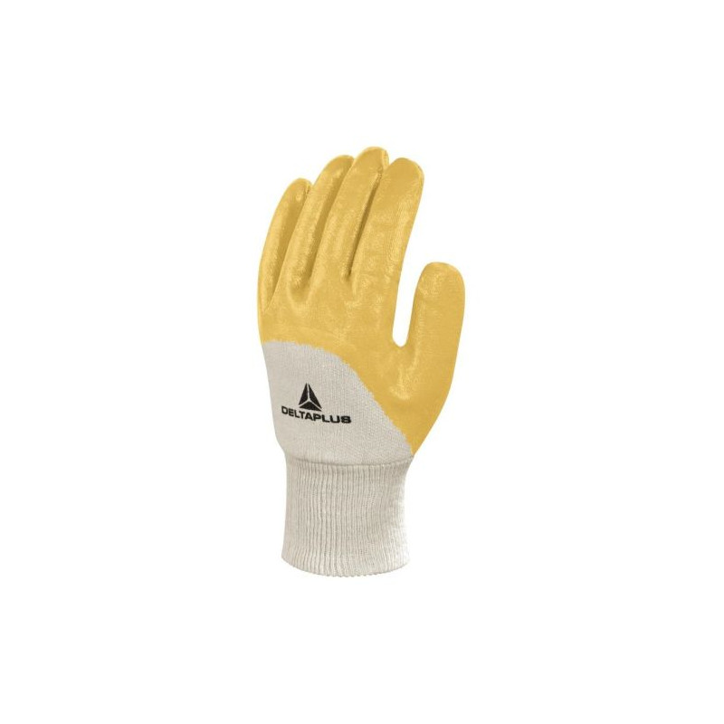 GANT DE TRAVAIL NI015 EN COTON ENDUIT NITRILE ÉCRU/JAUNE