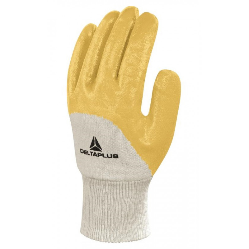 GANT DE TRAVAIL NI015 EN COTON ENDUIT NITRILE ÉCRU/JAUNE T10 - DELTA PLUS - NI01510