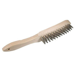 BROSSE À MAINS MANCHE BOIS 4 RANGS INOX 295MM
