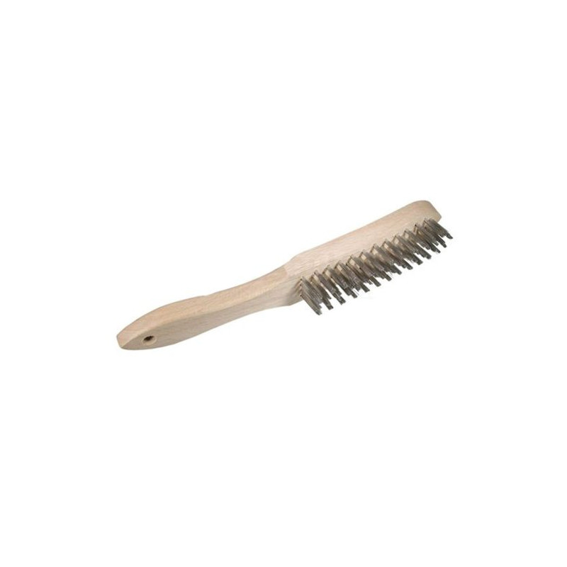 BROSSE À MAINS MANCHE BOIS 4 RANGS INOX 295MM