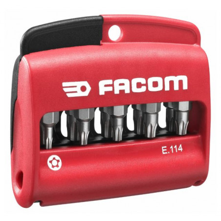 COFFRET MIXTE DE 10 EMBOUTS TORX PLUS® TAMPER 1/4'' FACOM - SÉRIE 1 - 25 MM AVEC PORTE-EMBOUTS E.114PB