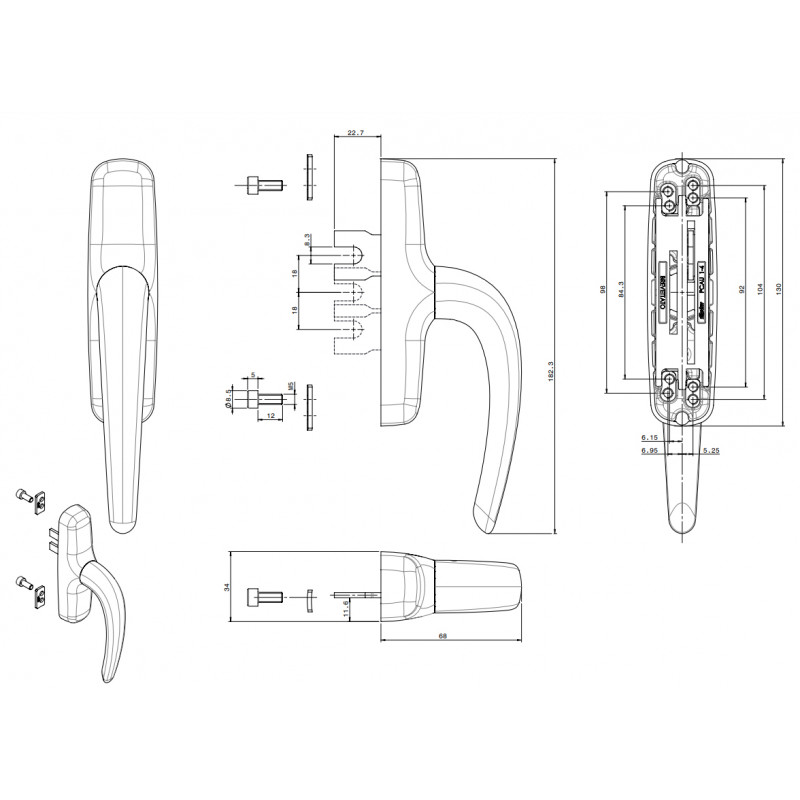 POIGNÉE DE CRÉMONE NEFER À FOURCHES