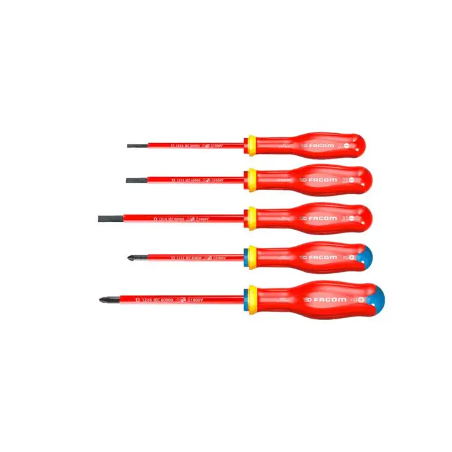 JEU DE 5 TOURNEVIS ISOLE 1000V 3.5X100 4X100 5.5X125 1X100 2X125