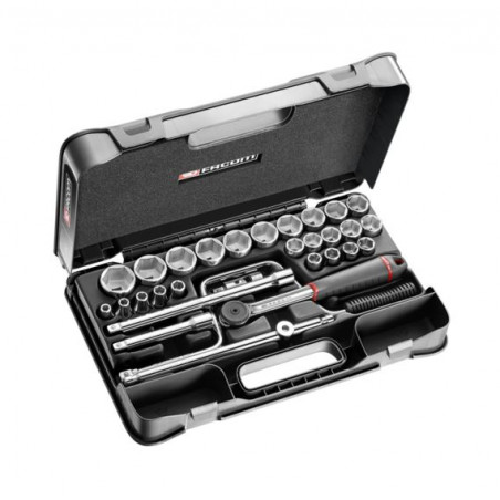COFFRET DE DOUILLES MÉTRIQUES 1/2'' 6 PANS - 30 PIÈCES FACOM