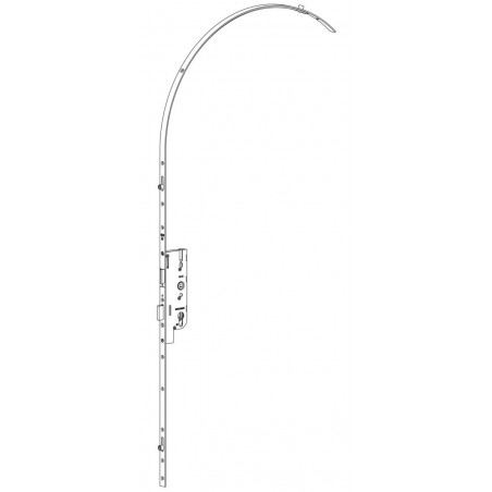 CRÉMONE À LARDER EUROPA FERCO 3 GALETS, LONGUEUR 2500 MM, POUR PORTE CINTRÉE, ENTRAXE 70 MM