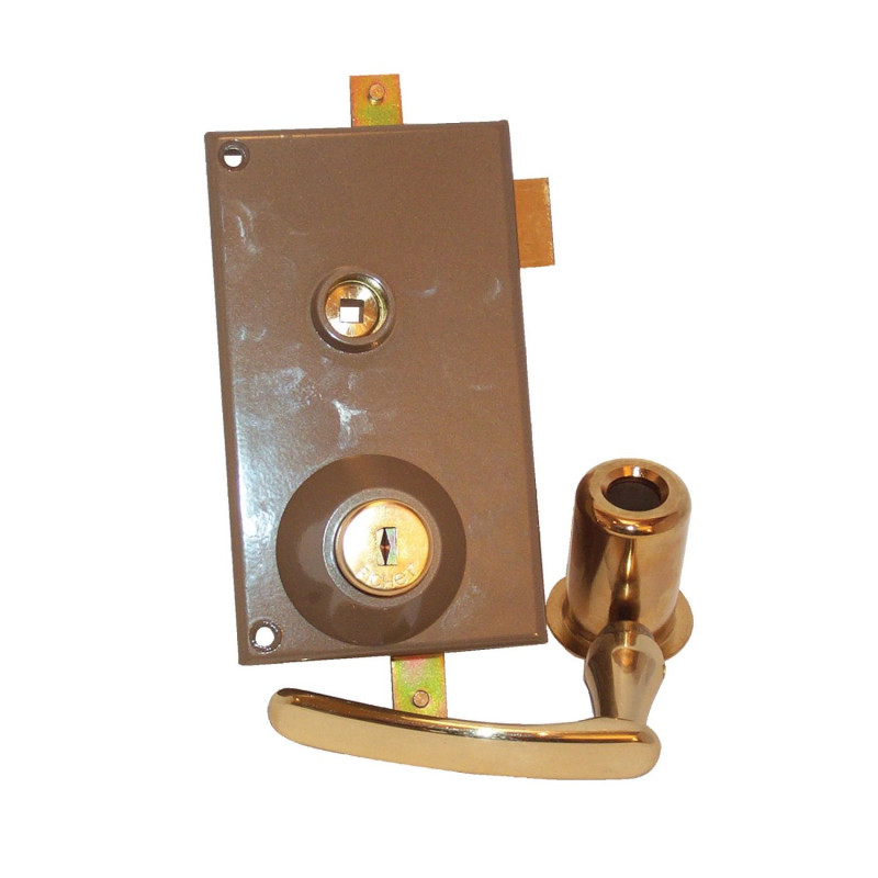 SERRURE EN APPLIQUE 3 POINTS 787 Z FICHET CYLINDRE DORÉ