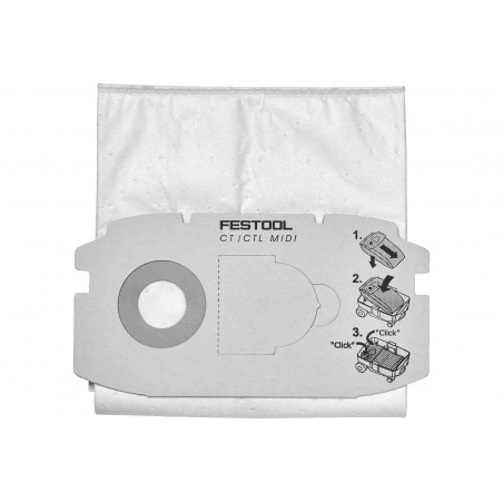 SAC FILTRE SELFCLEAN FESTOOL SC FIS-CT MIDI, LOT DE 5 - 498411