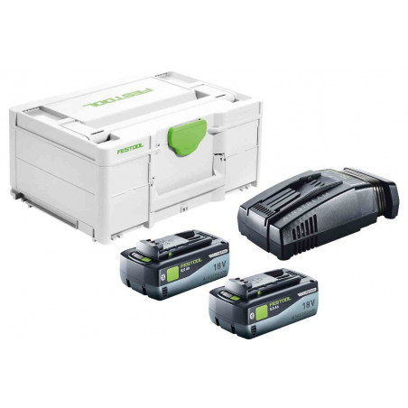PACK ENERGIE 18V FESTOOL 2 BATTERIES 8AH / CHARGEUR SCA 16 - COFFRET SYSTAINER 3