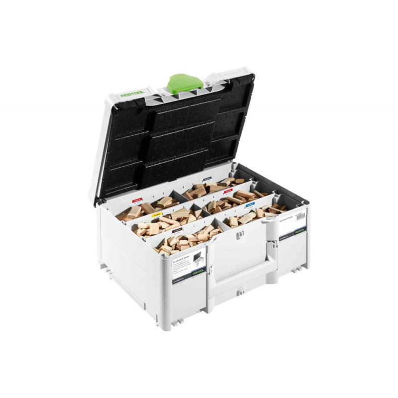 COFFRET SYSTAINER AVEC ASSORTIMENT DE DOMINO EN HÊTRE DS TAILLES 4/5/6/8/10 1060 BU