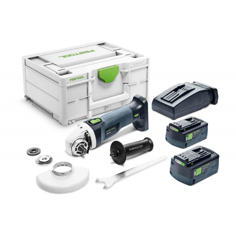 MEULEUSE D'ANGLE 18V FESTOOL AGC 18-125 - 2 BATTERIES 5AH - CHARGEUR - COFFRET SYSTAINER SYS3