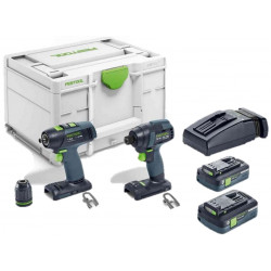 ENSEMBLE 2 OUTILS 18V FESTOOL TID 18 - 2 BATTERIES 4AH - CHARGEUR - COFFRET SYSTAINER