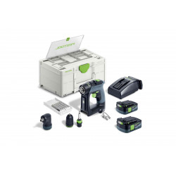 PERCEUSE-VISSEUSE 10,8V FESTOOL CXS 12 2,5-SET - 2 BATTERIES 2,5AH - CHARGEUR - COFFRET SYSTAINER SYS3 DF M 187