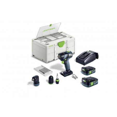 PERCEUSE-VISSEUSE 10,8V FESTOOL TXS 12 2,5-SET - 2 BATTERIES 2,5AH - CHARGEUR - COFFRET SYSTAINER SYS3 DF M 187