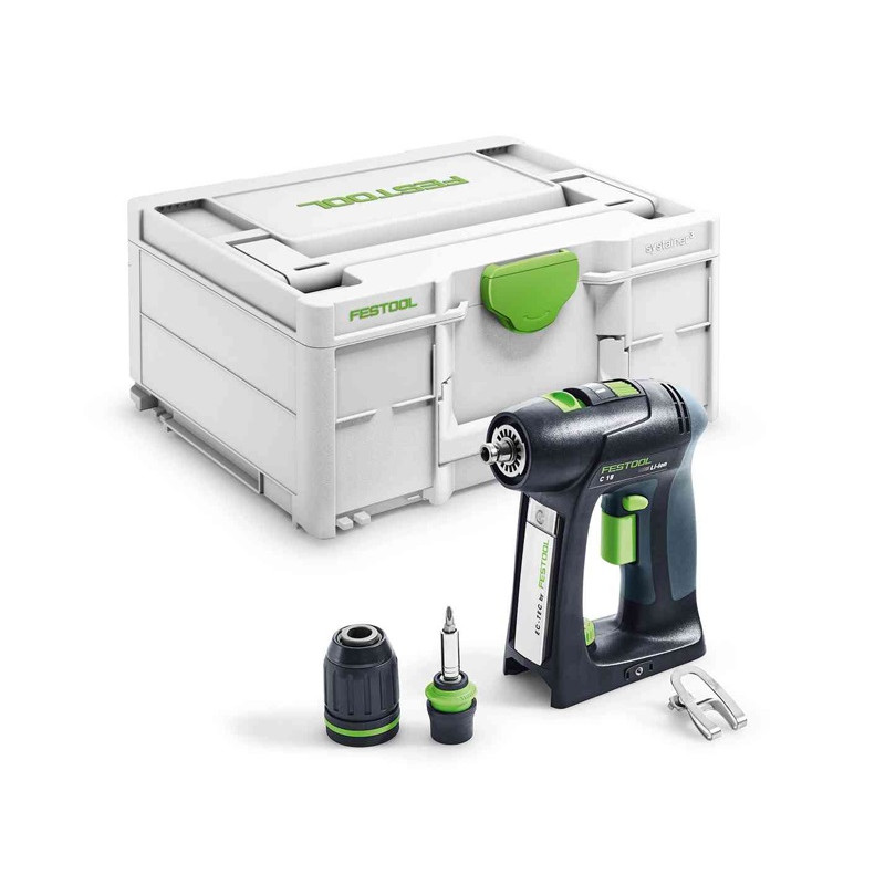 PERCEUSE-VISSEUSE 18V FESTOOL C18-BASIC - COFFRET SYSTAINER SYS3 M (SANS BATTERIE NI CHARGEUR)