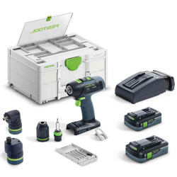 PERCEUSE-VISSEUSE 18V FESTOOL T 18/3 HPC 4,0 I-SET - 2 BATTERIES 4AH - CHARGEUR - COFFRET SYSTAINER SYS3
