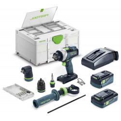 PERCEUSE-VISSEUSE 18V QUADRIVE FESTOOL TDC 18/4 I-SET - 2 BATTERIES 4AH/5AH - CHARGEUR - COFFRET SYSTAINER SYS3